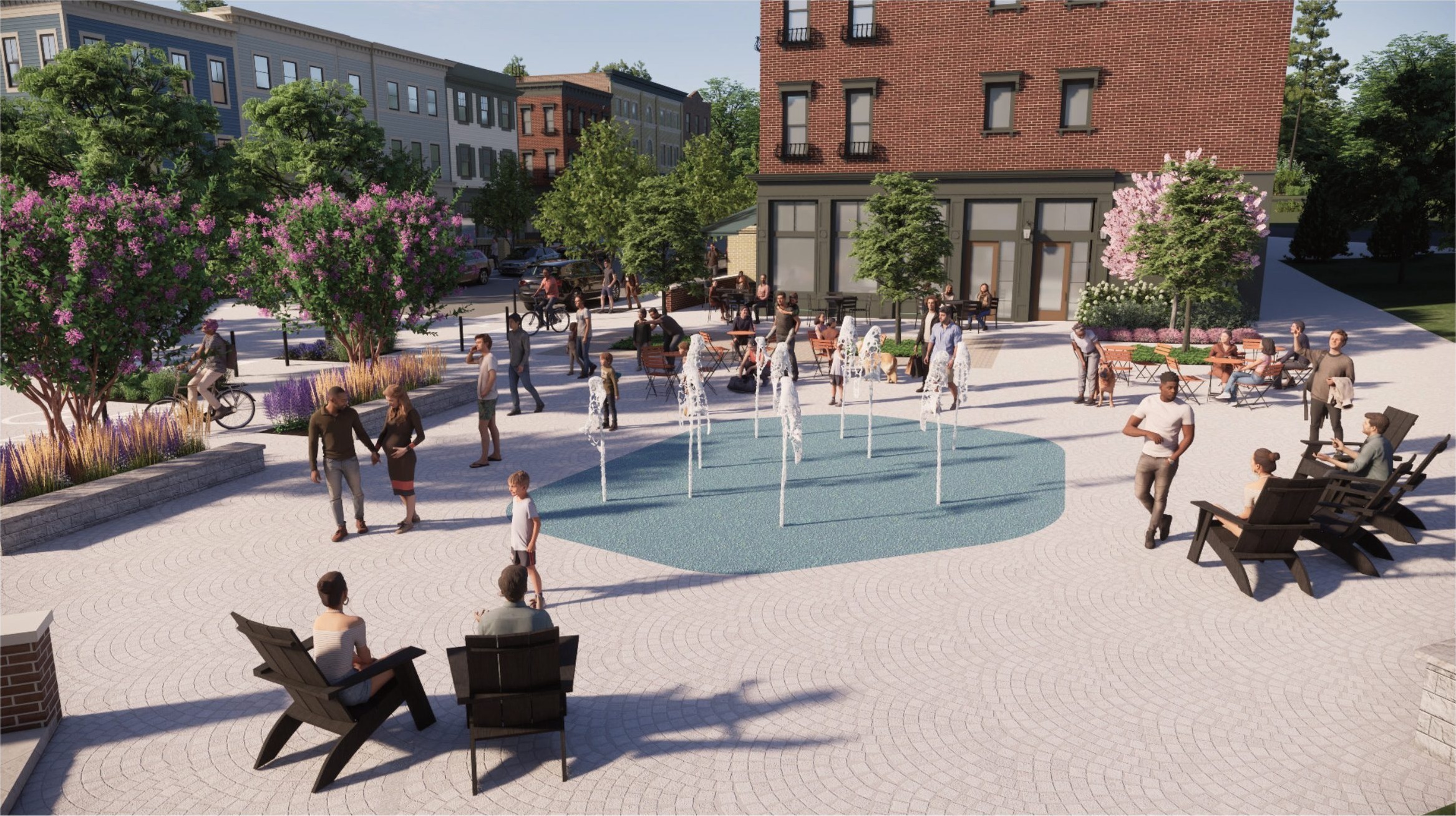 Splash pad at the central plaza