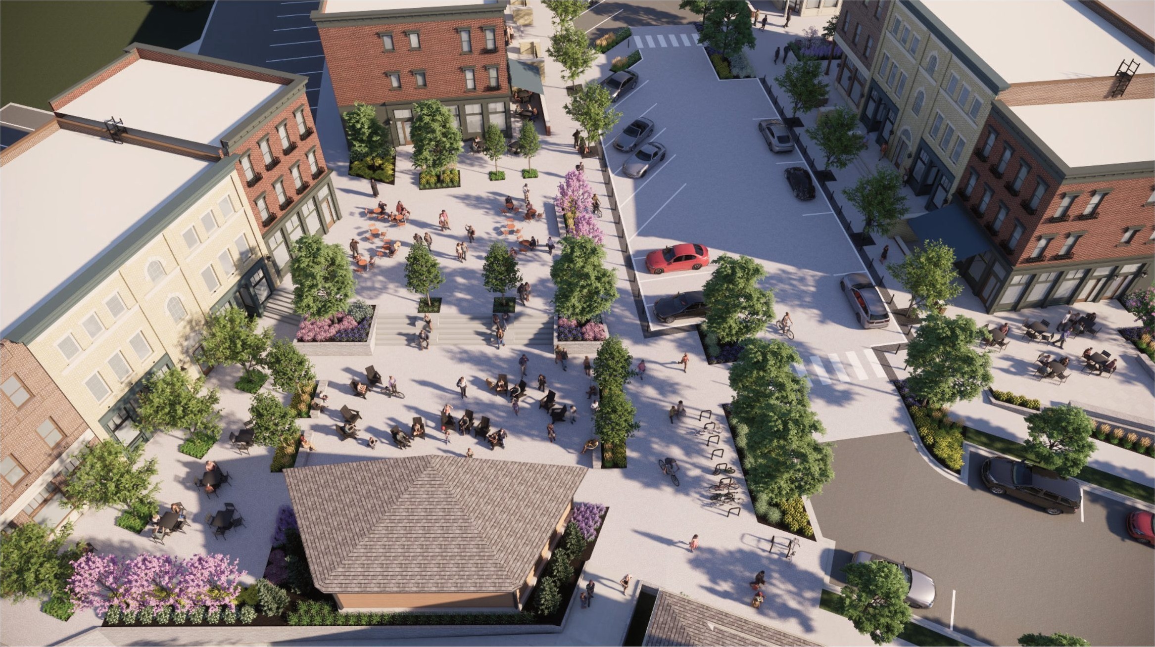 Aerial view of shared courtyard