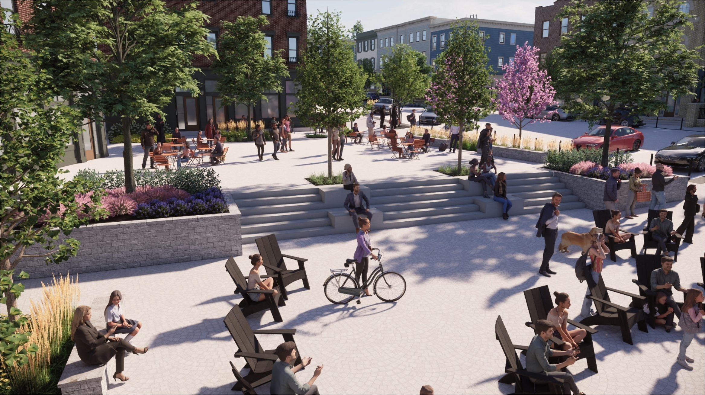 Adirondack seating and terraced steps